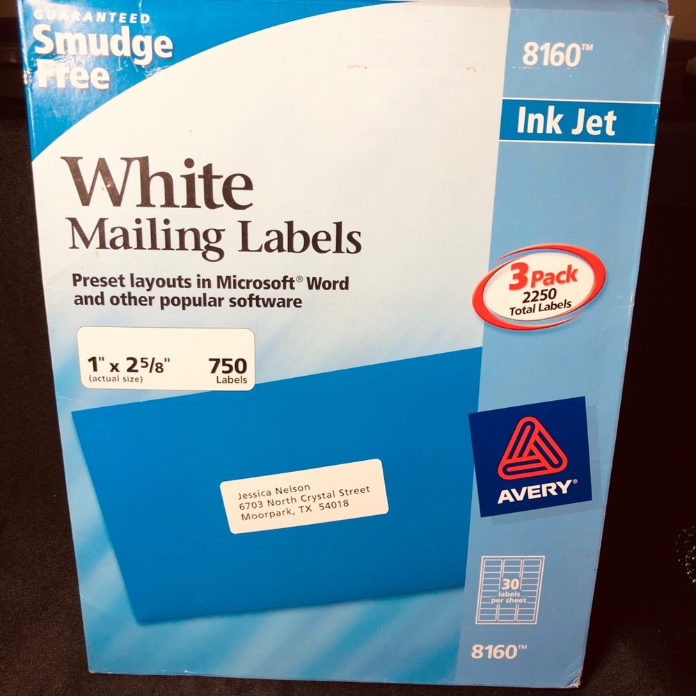 Avery Inkjet White Mailing Labels 8160